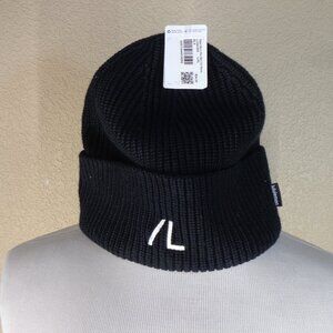 NWOT Lululemon RIBBED MERINO WOOL BLEND KNIT BEANIE size L/XL Balck, Embroidered